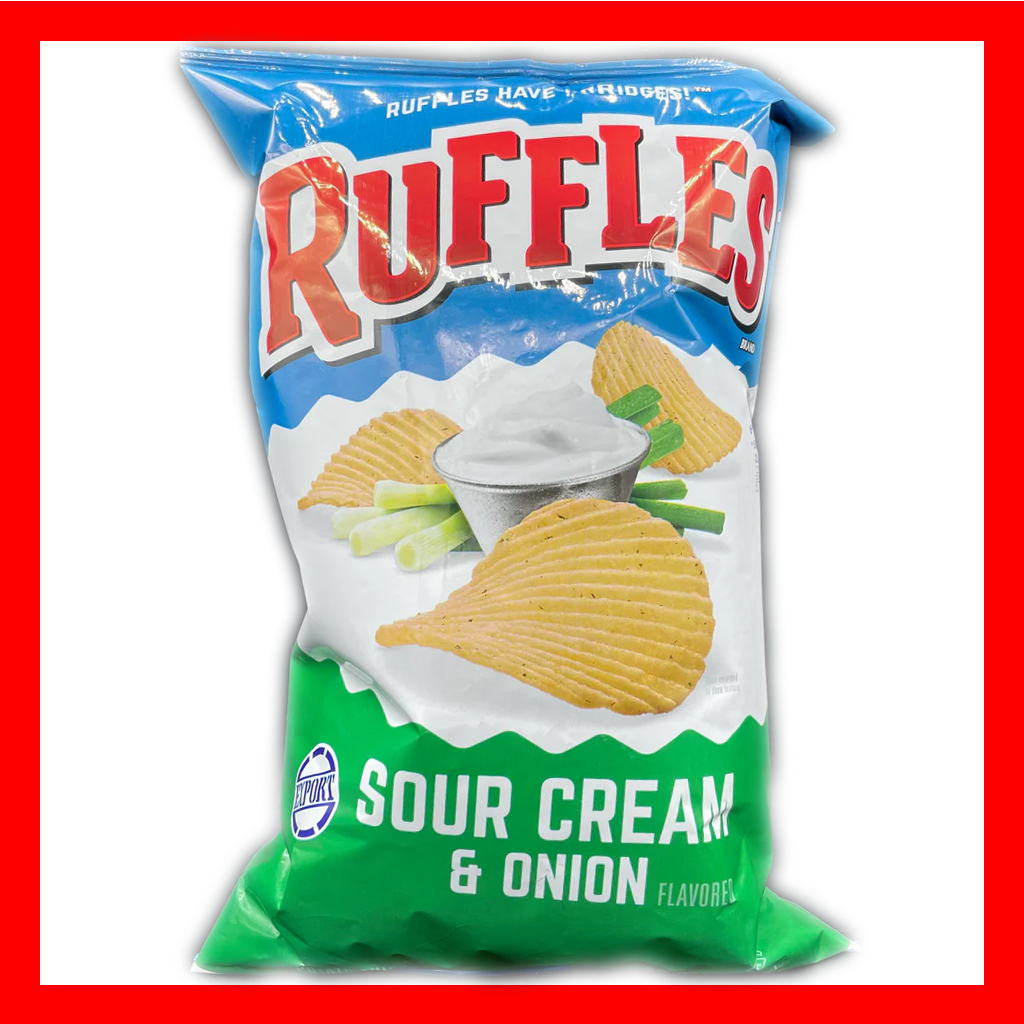 Ruffles Sour Cream & Onion Flavor Potato Chips 184g มันฝรั่งทอดกรอบ ขนม มันฝรั่ง