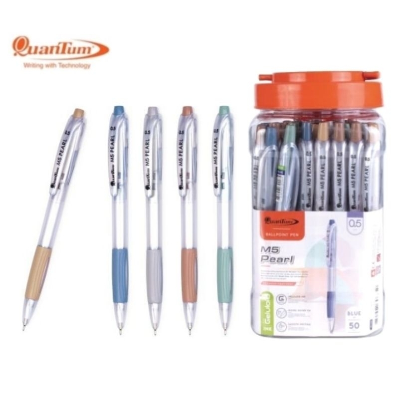 Quantum ปากกาลูกลื่น เจลลูลอยด์ เพิลล์ M5 Pearl ขนาด 0.5มม. หมึกน้ำเงิน (50 แท่ง)