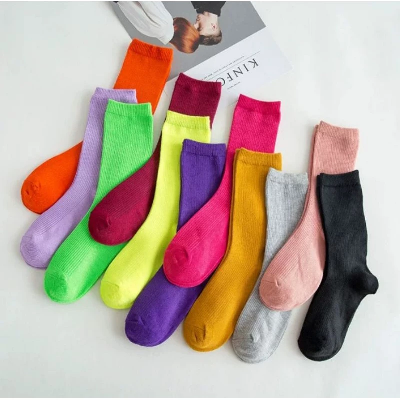 🧦💥พร้อมส่งจากไทยจ๊ะ💥🧦ถุงเท้าแฟชั่น ถุงเท้าข้อยาว หลากสี