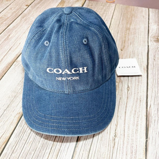 Coach ของแท้ หมวกผ้ายีนส์ แบบหนา นิ่มมาก ฟรีไซด์ สายปรับความยาวได้