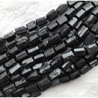 1 String 16 inch Long Natural Rough Black Tourmaline 10 x 11 mm size