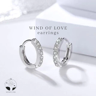 MNL💗WIND OF LOVE ต่างหูวงกลม ประดับเพชร เครื่องประดับแฟชั่น ผู้หญิง ไม่ลอก ตุ้มหูห่วง เงินแท้925 มินิมอล เกาหลี วันเกิด