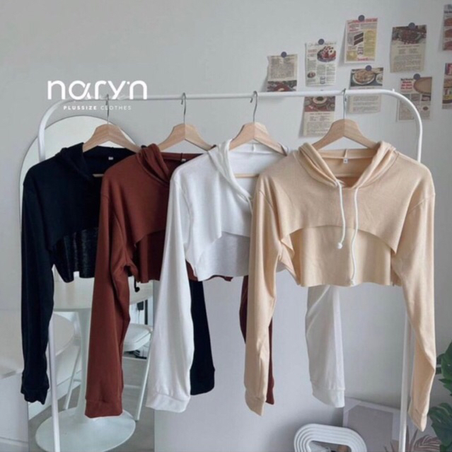 [LIVEมีโค้ดลด50%] NOLA HOODY CROP TOP (มีไซส์อก40-52) เสื้อฮู้ดครอปเว้าอกไซส์ใหญ่