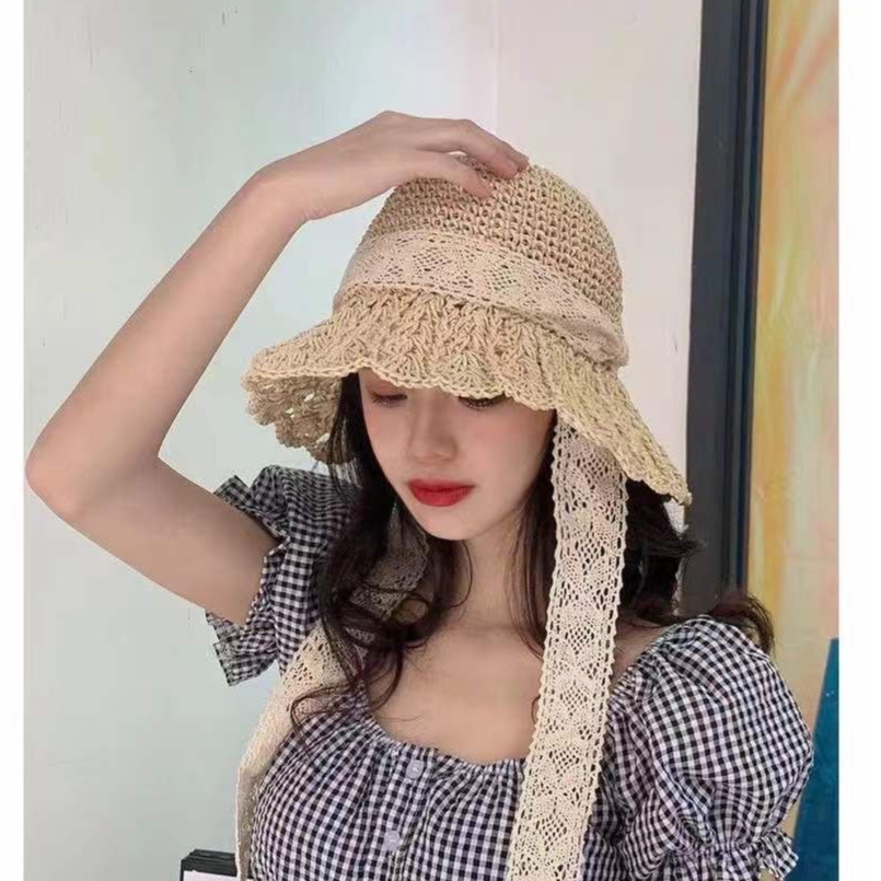 หมวกสาน หมวกแฟชั่นผู้หญิงใส่เที่ยว ใส่ถ่ายรูปน่ารักๆ S063
