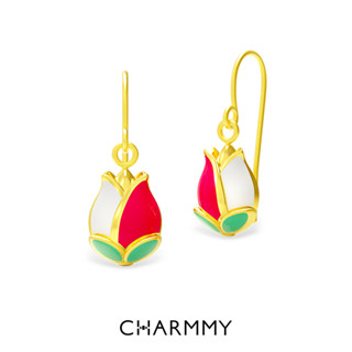 CHARMMY Story of Diva Pink Tulip Earring ต่างหูดอกทิวลิป ทองคำแท้ 99.9% (มีใบรับประกัน)