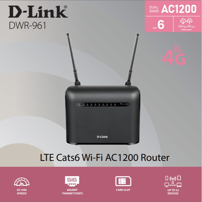 4G Router D-LINK (DWR-961) Wireless AC1200 Dual Band Gigabit