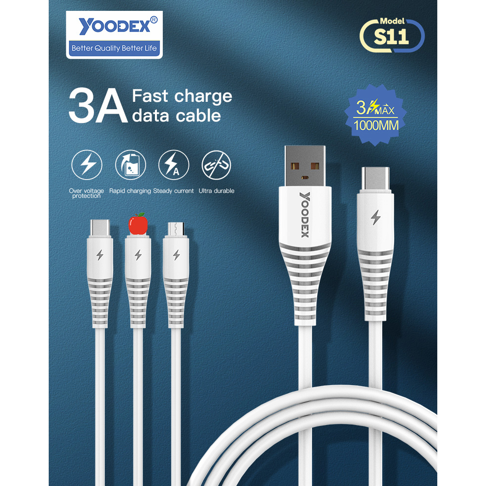 Yoodex S11 3A【รับประกัน 1 ปี】ส่งจากไทย Fast Charge สายชาร์จ คุณภาพสูง USB สายชาร์จ Yoodex สายชาร์จ u