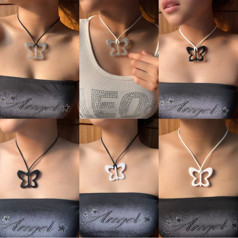 (สั่งในไลฟ์สด🔥ลด50%)ส่งฟรี🦋Farfalla necklace y2k