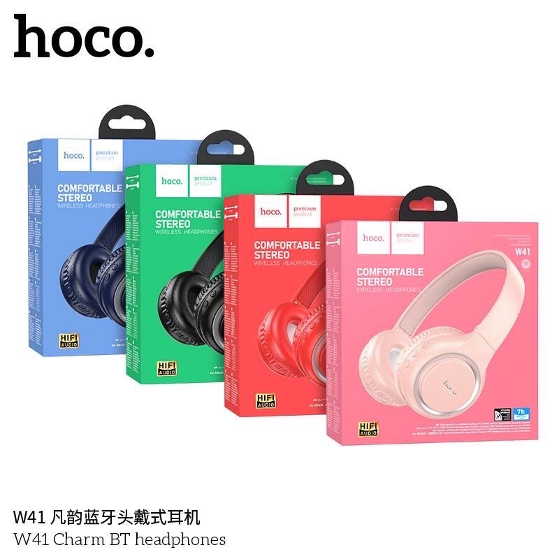 Hoco W41 หูฟังครอบหูไร้สาย Bluetooth V5.0 หูฟังครอบหูแบบไร้สาย หูฟังบลูทูธเฮดโฟน เสียงดีเกินราคา ใช้ต่อเนื่องได้ 7ชม.