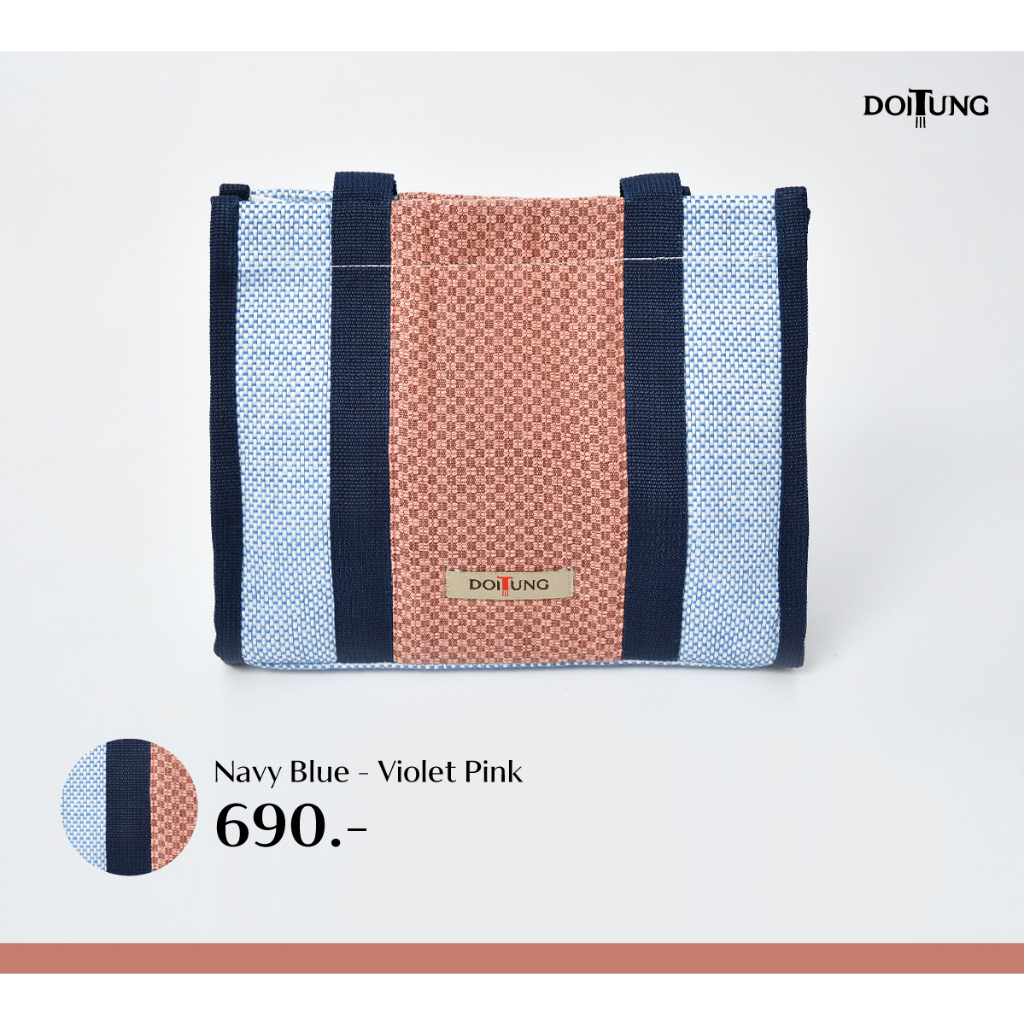 DoiTung TOTE BAG S (STD) Navy Blue-Violet pink 19x24x20 cm.