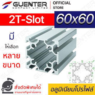 อลูมิเนียมโปรไฟล์ 60×60 2T-Slot มีหลายขนาด (สั่งตัดได้) ยาวสุด 1 เมตร สินค้ามาตรฐาน คุณภาพดี ราคาถูกสุด [ALPC-66-2TS]