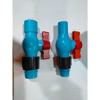 วาล์วน้ำพุ่ง เทปน้ำพุ่ง แบบสวมข้อต่อ PVC ขนาด 3/4" 1" (สีฟ้า-แดง)