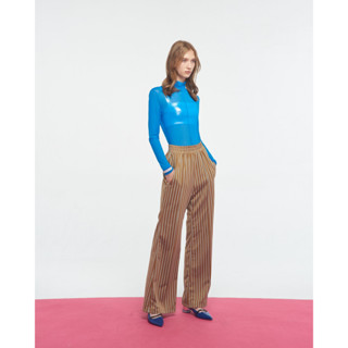 The SRT X9 Striped Bootcut Pants (TPN112) 2 Colors - กางเกงขายาวเอวสูง ขอบเอวยางยืด มีกระเป๋าข้าง