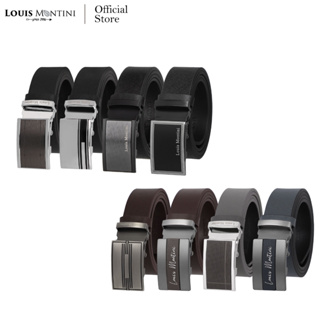 Louis Montini (Deluxe) เข็มขัดผู้ชาย Men Belt เข็มขัดหนังวัวแท้หัวออโต้เมติก MGN351