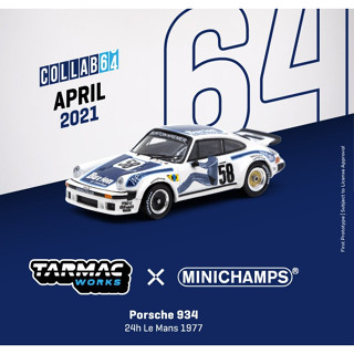 Tarmac Works 1/64 COLLAB64 Porsche 934 #58 Le Mans 1977 White/Blue