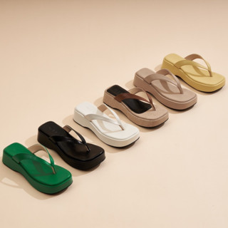 Waffle platform รองเท้าส้นตึกหูคีบ ความสูง1.5นิ้ว กดสั่งได้เลยค่า (Wila shoes)