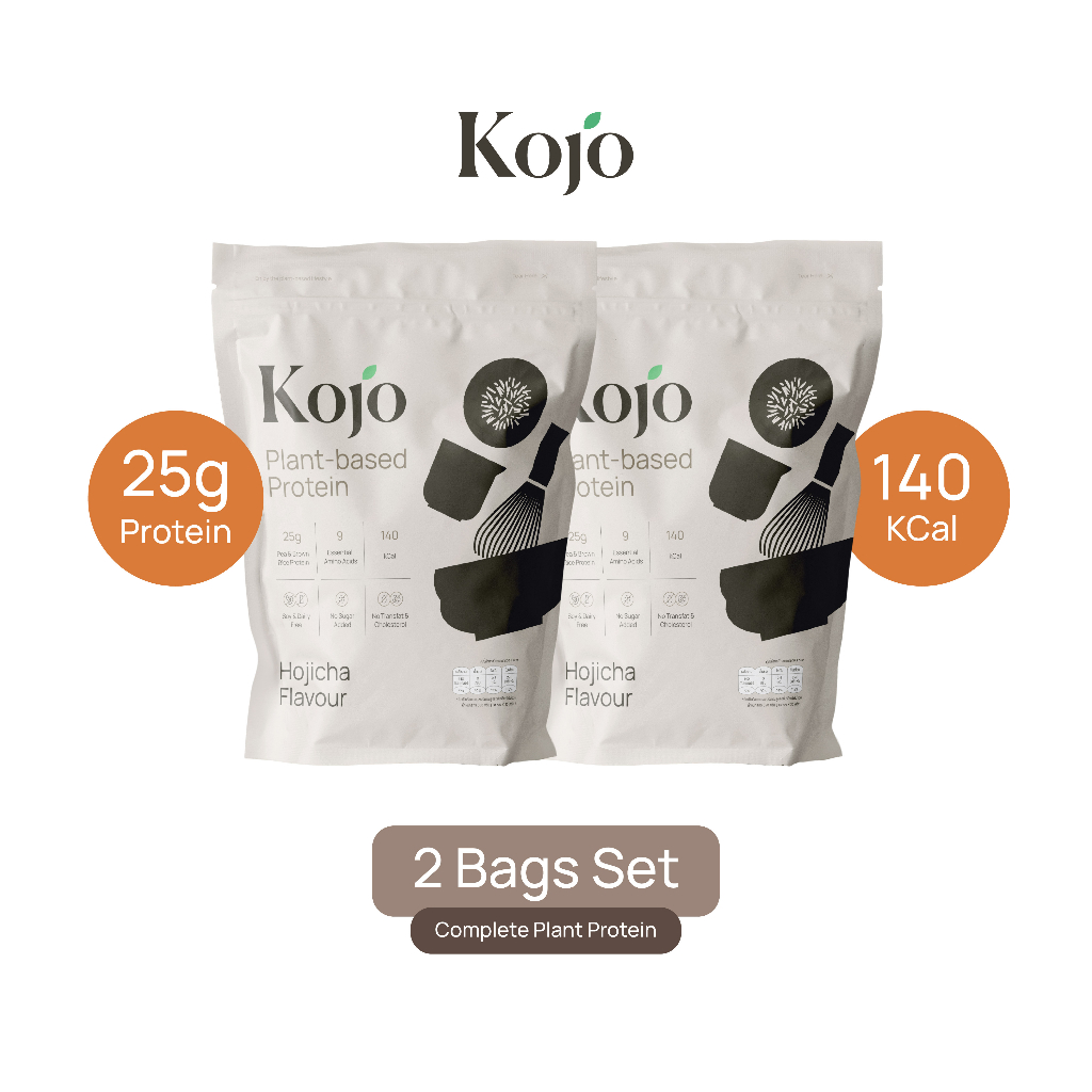 2 Bag: Kojo Plant Based Protein Hojicha Flavour (910gx2) โปรตีนจากพืช รสโฮจิฉะ 2 ถุง
