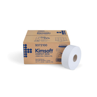 New Arrival กระดาษชำระม้วนใหญ่ หนา 2 ชั้น ยาว 400 เมตร / ม้วน KIMSOFT JRT Compact 2 PLY 8 cm x 400 m x 12 Roll / Carton