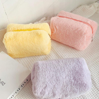 minoshop กระเป๋าเครื่องสำอาง ดินสอ ขนนุ่มนิ่ม fluffy ถือ แบบพกพา