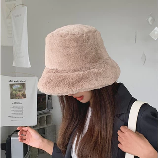 💕ivy หมวกบัคเก็ต ขนนุ่ม (B66) หมวกแฟชั่นสำหรับผู้หญิง
