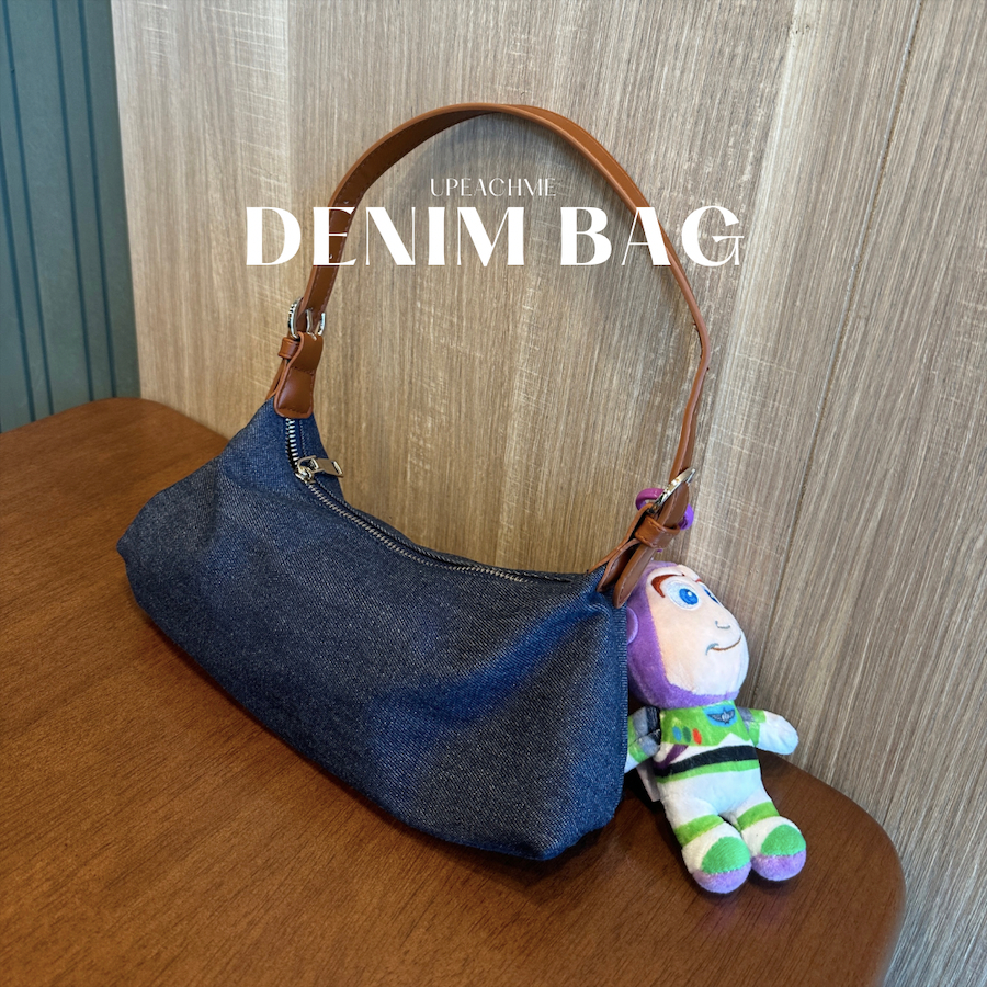 *มีส่งด่วน/ทันที* upeachme(F4) DENIM BAG กระเป๋าสะพายขึ้นไหล่/ครอสบอดี้(แถมสองสาย) เป๋าผ้ายีนส์มินิมอล
