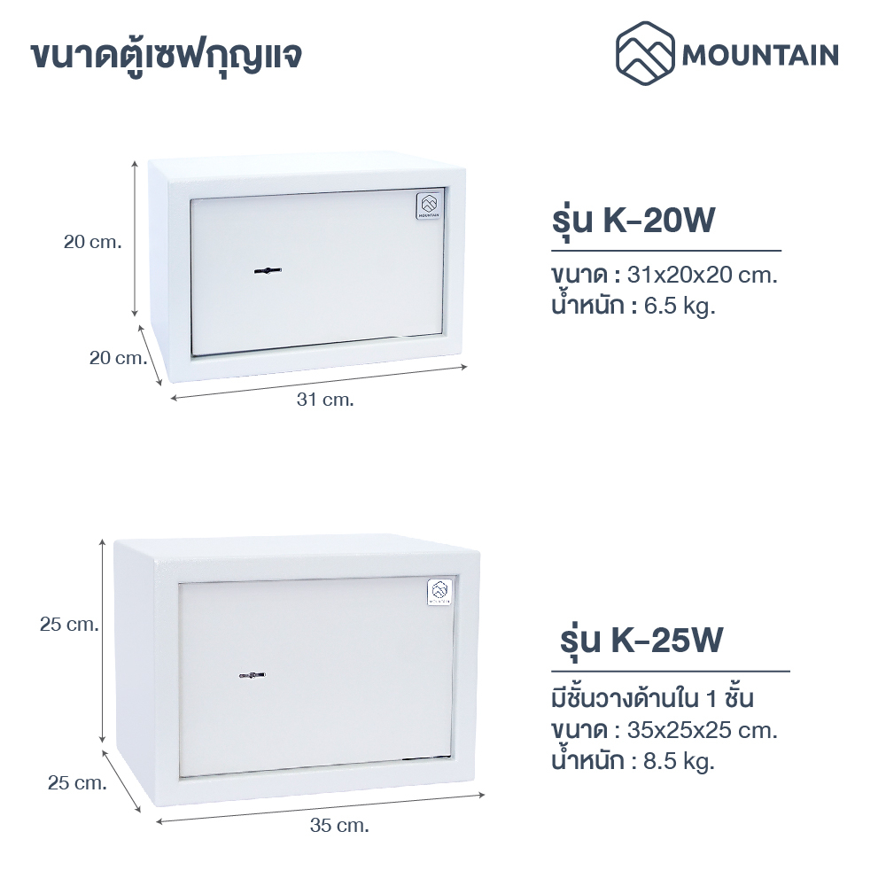 ตู้นิรภัย ตู้เซฟกุญแจ ตู้นิรภัยแบบใช้กุญแจ MOUNTAIN รุ่น K-20W / K-25W ราคา ถูกที่สุด ดีลบีเคเค แกลเลอรีภาพที่ 7