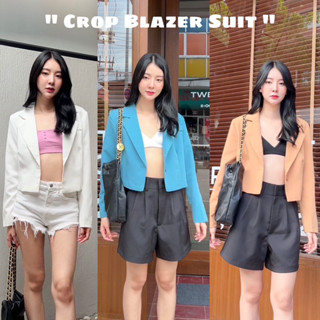 Blazer crop basic เสื้อเบลเซอร์ครอปสุดชิค ดีเทลกระดุมหน้า คอหยัก