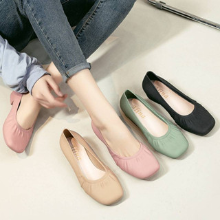 รองเท้าคัชชู สีพื้น พื้นนิ่ม ใส่สบาย สำหรับผู้หญิง รุ่น 020