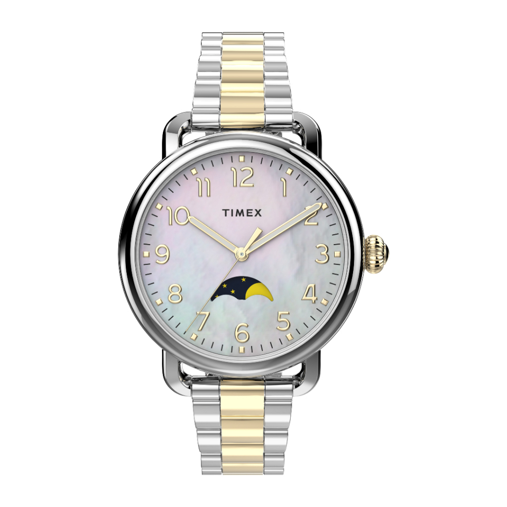 Timex TW2U98400 Standard นาฬิกาข้อมือผู้หญิง สายสแตนเลส สีเงิน / ทอง หน้าปัด 34 มม.