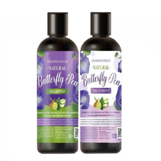 (1 แถม 1 ) แชมพูคุณศรี แชมพูอัญชัน+ทรีตเมนท์ : KhunSri Butterfly Pea Herbal Shampoo + Treatment 300 ml.