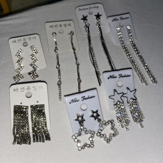 Diamond long earrings ต่างหูเพชร ต่างหูยาว ต่างหูออกงาน ต่างหูเจ้าสาว ต่างหูเพื่อนเจ้าสาว