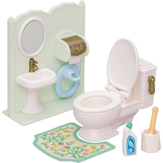 Sylvanian Families Furniture Toilet Set Ka-629 ชุดประกอบด้วย ขาตั้งชักโครก อุปกรณ์ทําความสะอาด ที่นั่งชักโครกเด็ก และแผ่นรองชักโครก ของแท้ ส่งตรงจากญี่ปุ่น