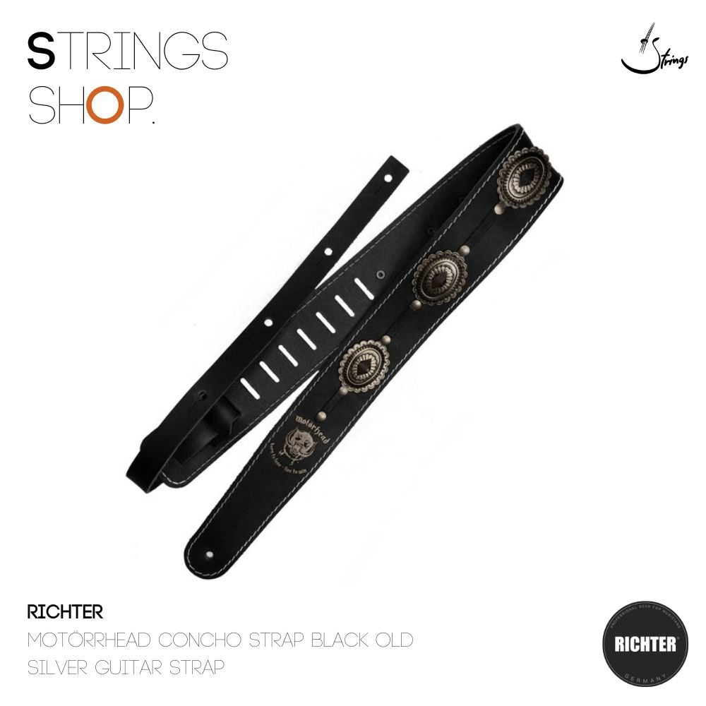 สายสะพาย Richter Motörhead Concho Black / Old Silver Guitar Strap (1565)