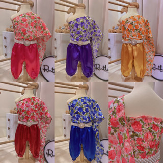 🔥พร้อมส่ง🔥 ชุดไทยเด็กสไบโจงกระเบน ชุดลายดอก