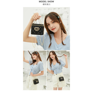 SALES!! เคลียสต็อค &gt;&gt; NEW Bag สีม่วง - กระเป๋าจิ๋วไข่มุก กระเป๋าหนังแก้ว ทรงกล่อง ซิปคู่