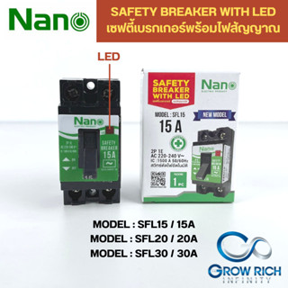 NANO เซฟตี้เบรกเกอร์ รุ่นมีไฟแสดงสถานะ 15A ,20A ,30A เบรกเกอร์ เบรคเกอร์ breaker กล่องเบรกเกอร์ รุ่น SFL15 SFL20 SFL30