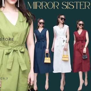 Code : 00209.7 เดรสทรงเรียบ เดรสสีเขียว งานป้าย Mirrorsister