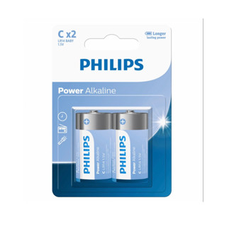 Philips Power alkaline ถ่านขนาด C 1.5V 1แพคบรรจุ2ก้อน ของแท้