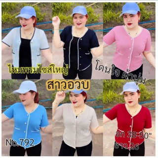 792.Lเสื้อไหมพรมแขนสั้นไซส์ใหญ่ ได้ถึงอก 50