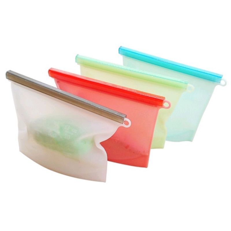 ราคาถูก ราคาส่ง ถุงเก็บอาหาร ถุงซิลิโคน ถนอมอาหาร 500/1000/1500mlมี 4 สี