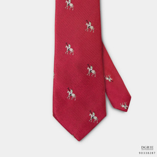 Red Twill Polo Horse Sport 2.5 Inch Necktie-เนคไทสีแดงลายกีฬาโปโล