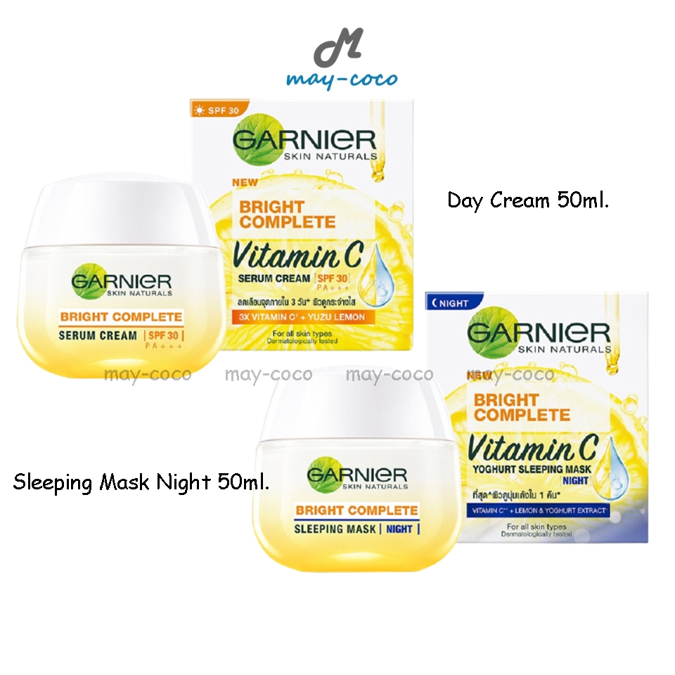 ถูก/แท้/มีไลฟ์ ครีม Garnier Bright Complete การ์นิเย่ เซรั่มครีม ครีมทาหน้า Sleeping Mask หน้าขาว Day Cream Night Cream