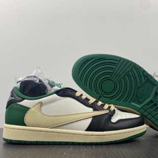 รองเท้า Travis Scott x Fragment x Air Jordan 1 Low OG Green White Black  🚀🐯🌳 สินค้าพร้อมกล่อง