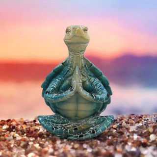 รูปปั้นเต่าทะเล นั่งสมาธิ Zen โยคะ Namaste สมาธิ Sea Turtle Yoga ของตั้งโชว์ Decoration Meditation Animal Statue