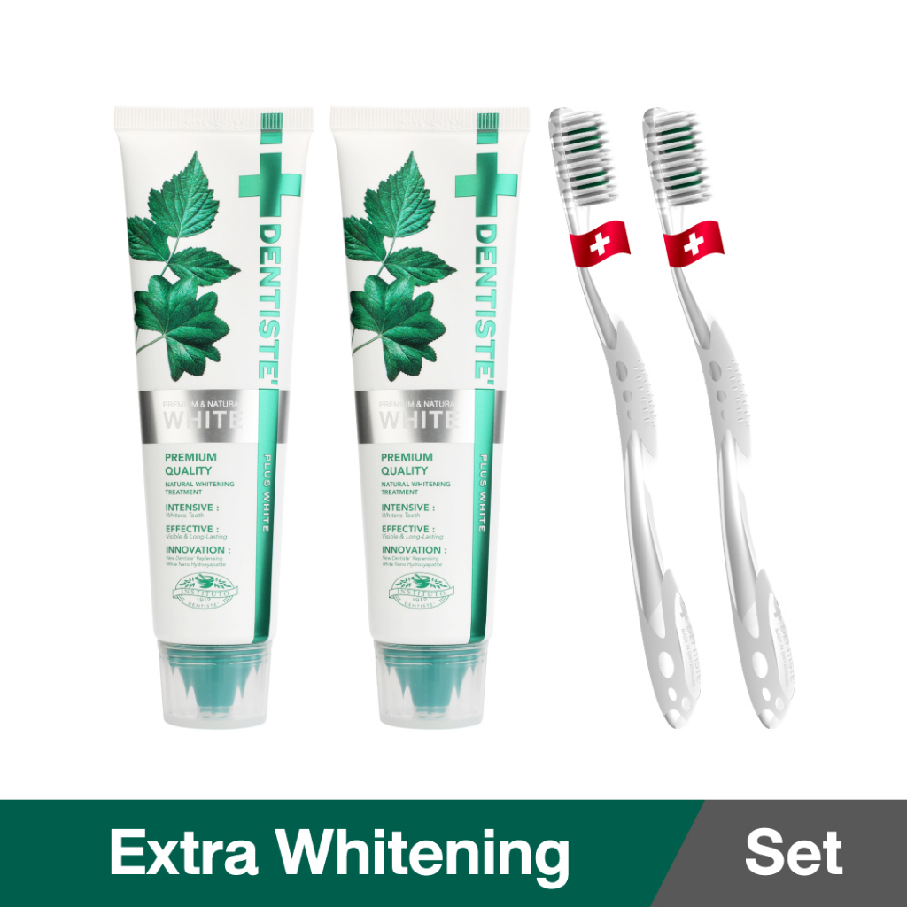 Dentiste' เซ็ตฟันขาวขั้นสุด Extra Whitening Set ประกอบด้วยแปรงสีฟัน Daytime ยาสีฟันสูตรฟันขาว Premium white แพ็คสำหรับ 2ท่าน เดนทิสเต้