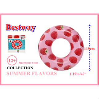 ห่วงยาง47" ห่วงยางลายสตอเบอรี่ ห่วงยางเป่าลม มีกลิ่นหอมสตอเบอรี่ Bestway 36231