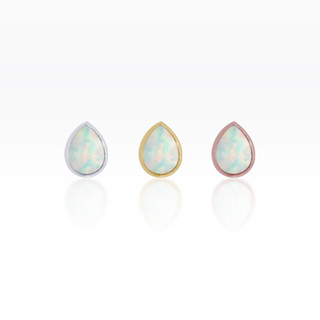 PiercingRoomByJay Simple Teardrop Opal Screw Flat Back จิวหยดน้ำโอปอล เงินแท้