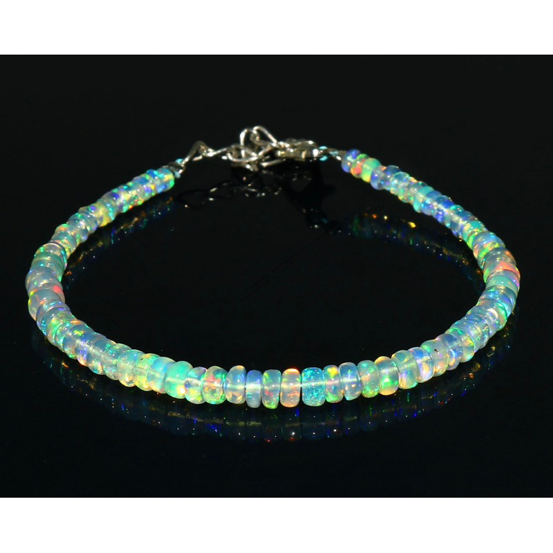 Natural Opal Bracelet| Natural Ethiopian Opal Beaded Bracelet| AAA+ Smooth Opal Bracelet| Welo Fire 