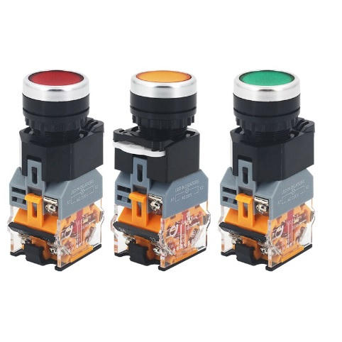 LA38-11D Momentary Push Button Switch Lamp 220VAC 1NO 1NC Dia 22mm  + Lamp