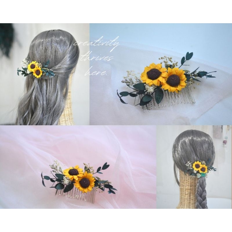 Memoryofflower•หวีเสียบปักผมดอกไม้แห้ง•ดอกทานตะวัน